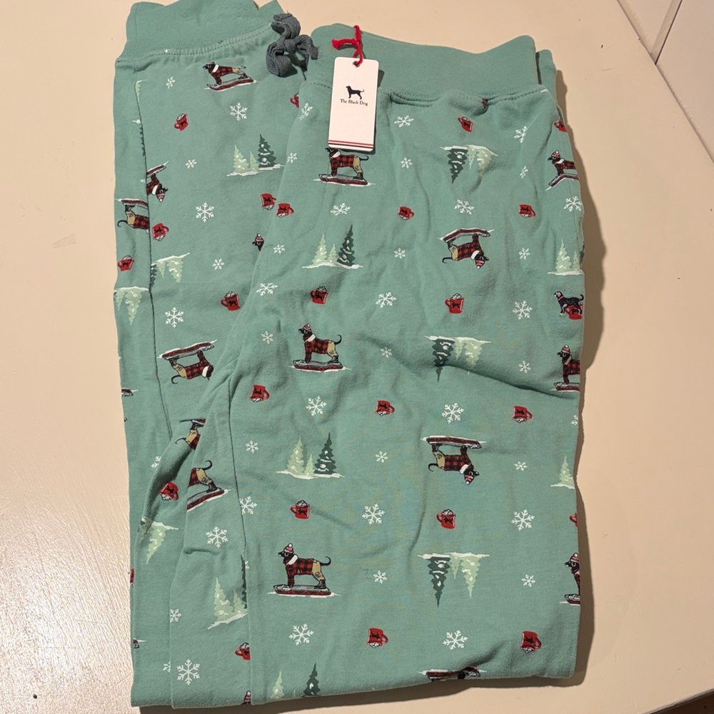 The Black Dog Kids Pajama Bottoms - Festive Green